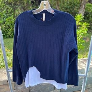 Ljve Italian sweater blazer with tee with cashmere feeling size M in navy color